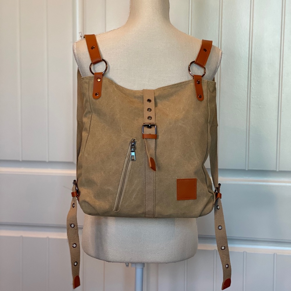 New! Durable Square Canvas Buckle Backpack - image 2